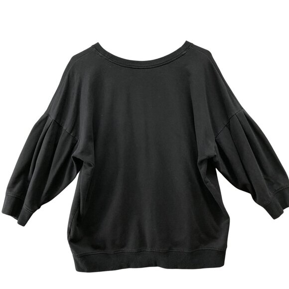 Banana Republic Balloon Sleeve Sweatshirt Womens L Black Crewneck Relaxed - Picture 2 of 9